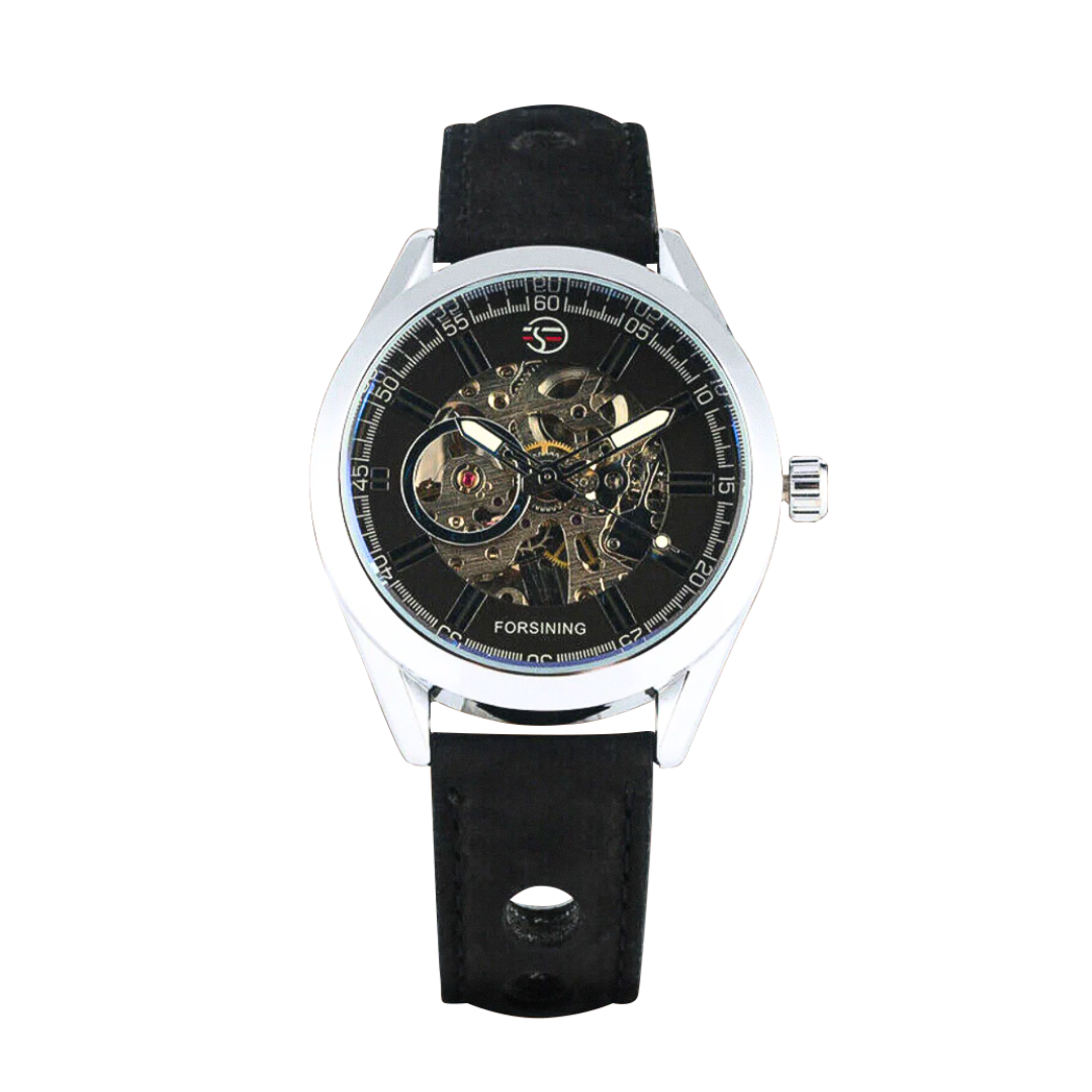 Felipe | Bold Men’s Skeleton Leather Watch | 42mm