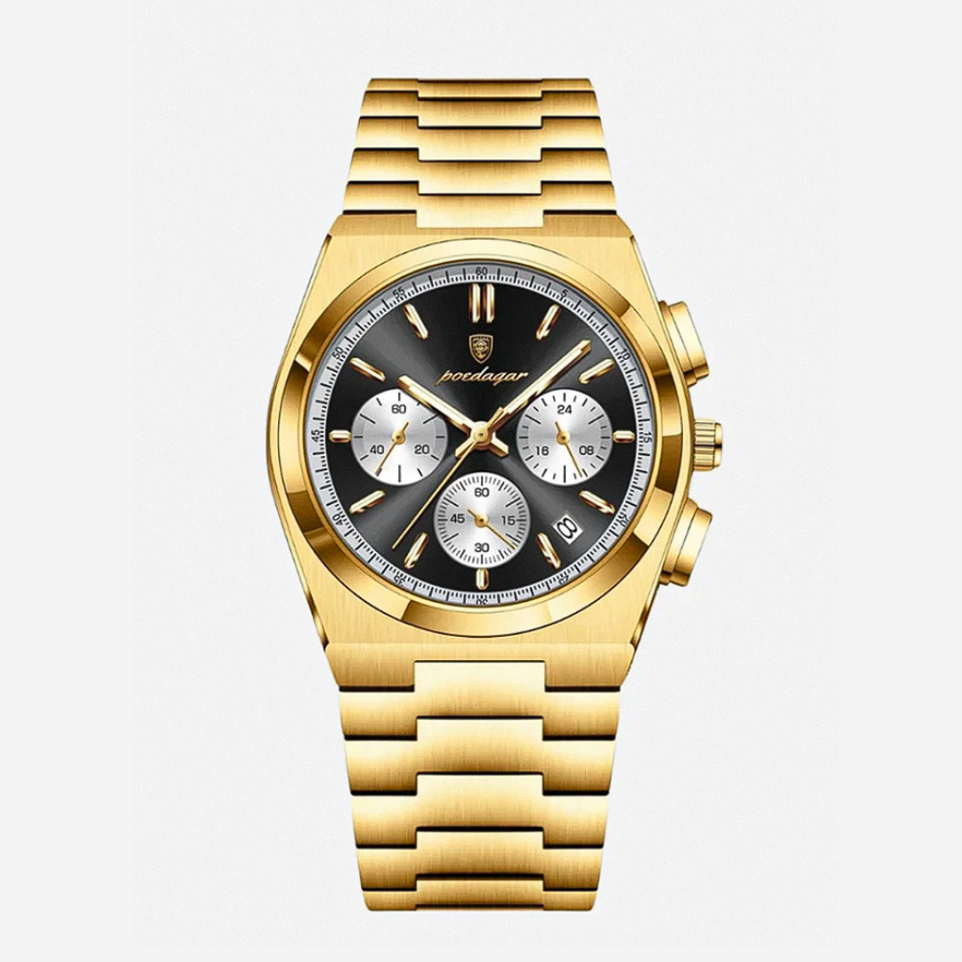 Logan | Sleek Steel Finish Modern Chronograph Build Watch | 40mm