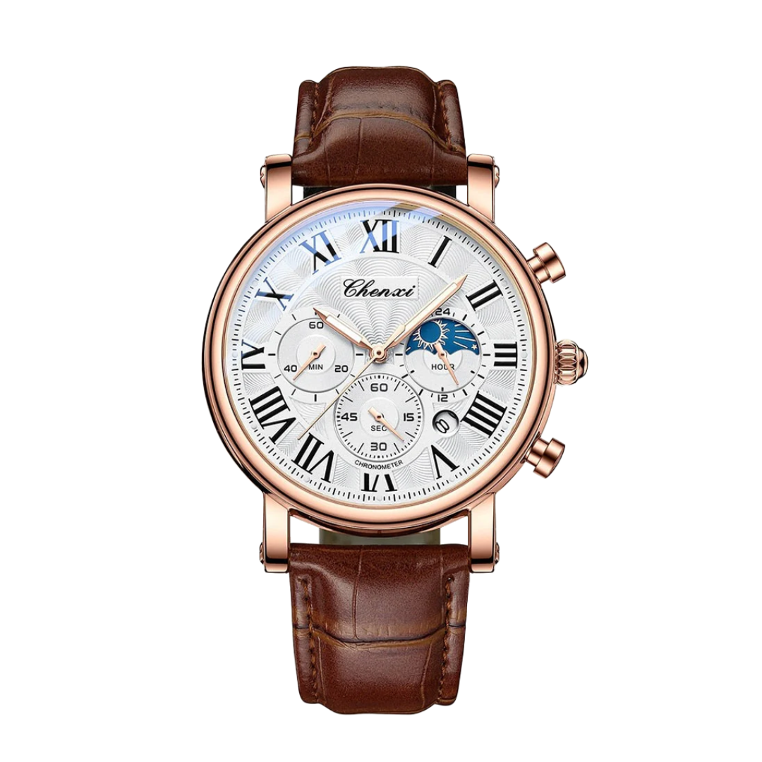 Gregory | Chrono Lunar Leather Watch | 44mm