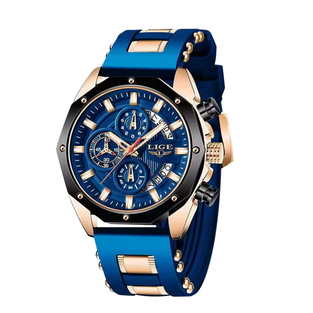 Dean | Men's Silicone Strap Sports Chronograph Quartz Watch | 35mm