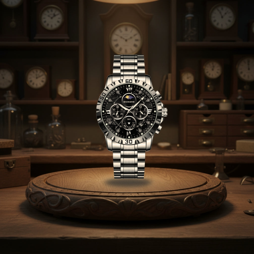 Rex | Opulent Chronograph Watch with Sleek Metal Band | 43.9mm