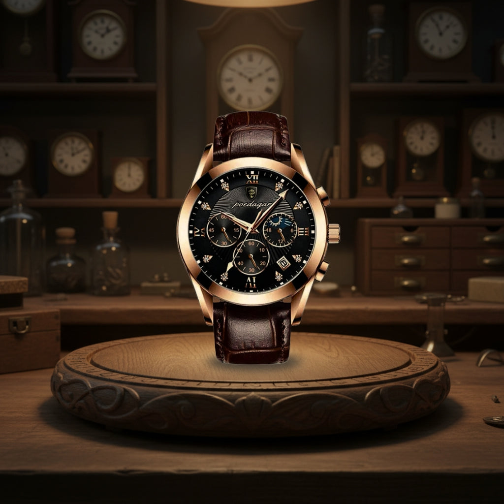 Darian | Classic Textured Leather Strap Watch | 39mm