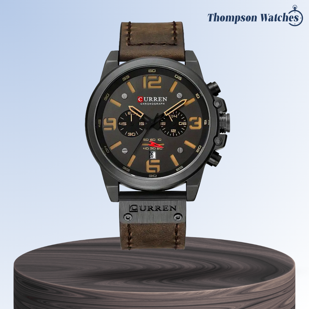 Isaac | Men's Retro Leather Wrist Watch | 45mm