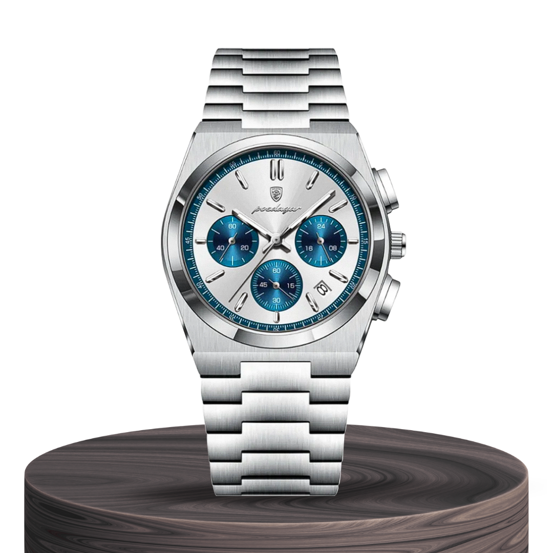 Logan | Sleek Steel Finish Modern Chronograph Build Watch | 40mm