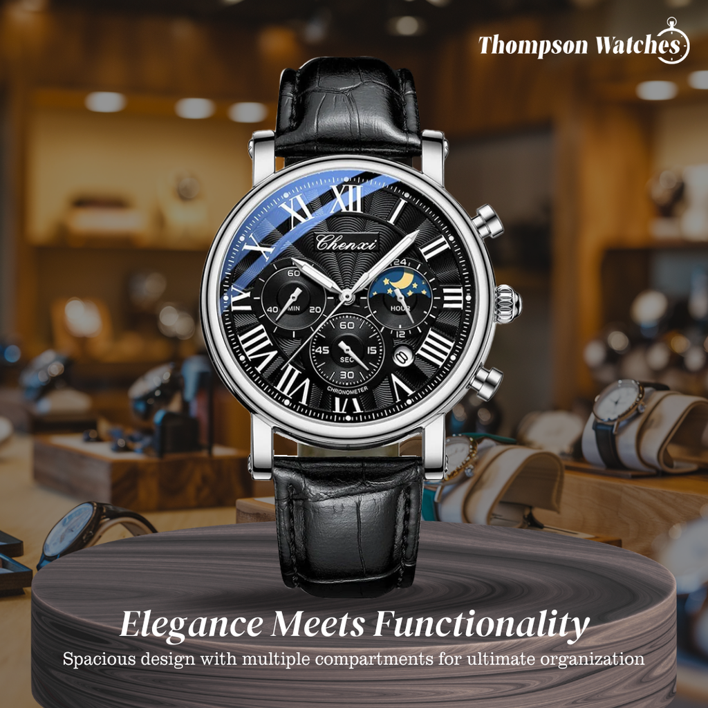 Gregory | Chrono Lunar Leather Watch | 44mm