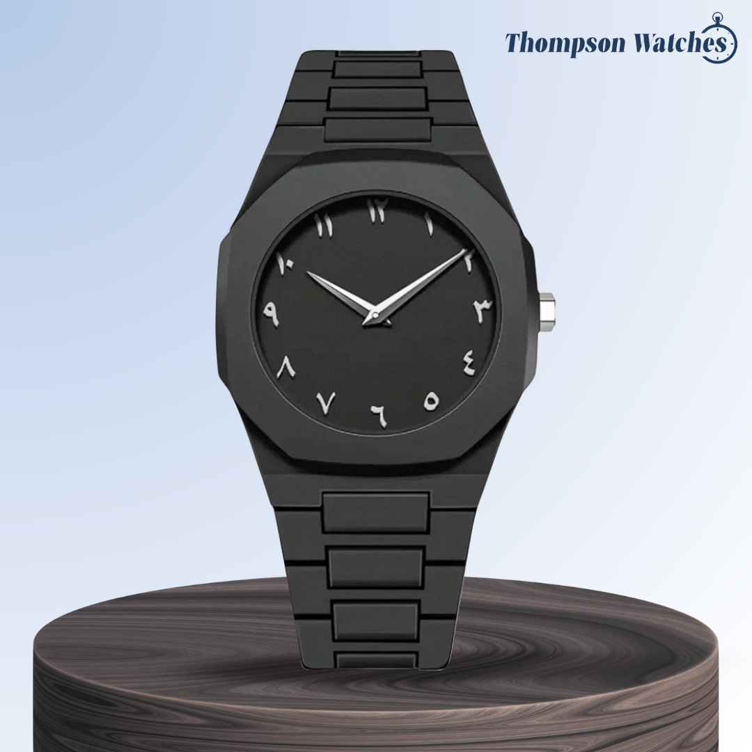 Zain | Distinct Arabic Numerals Bold All-Black Minimalism Watch | 44mm