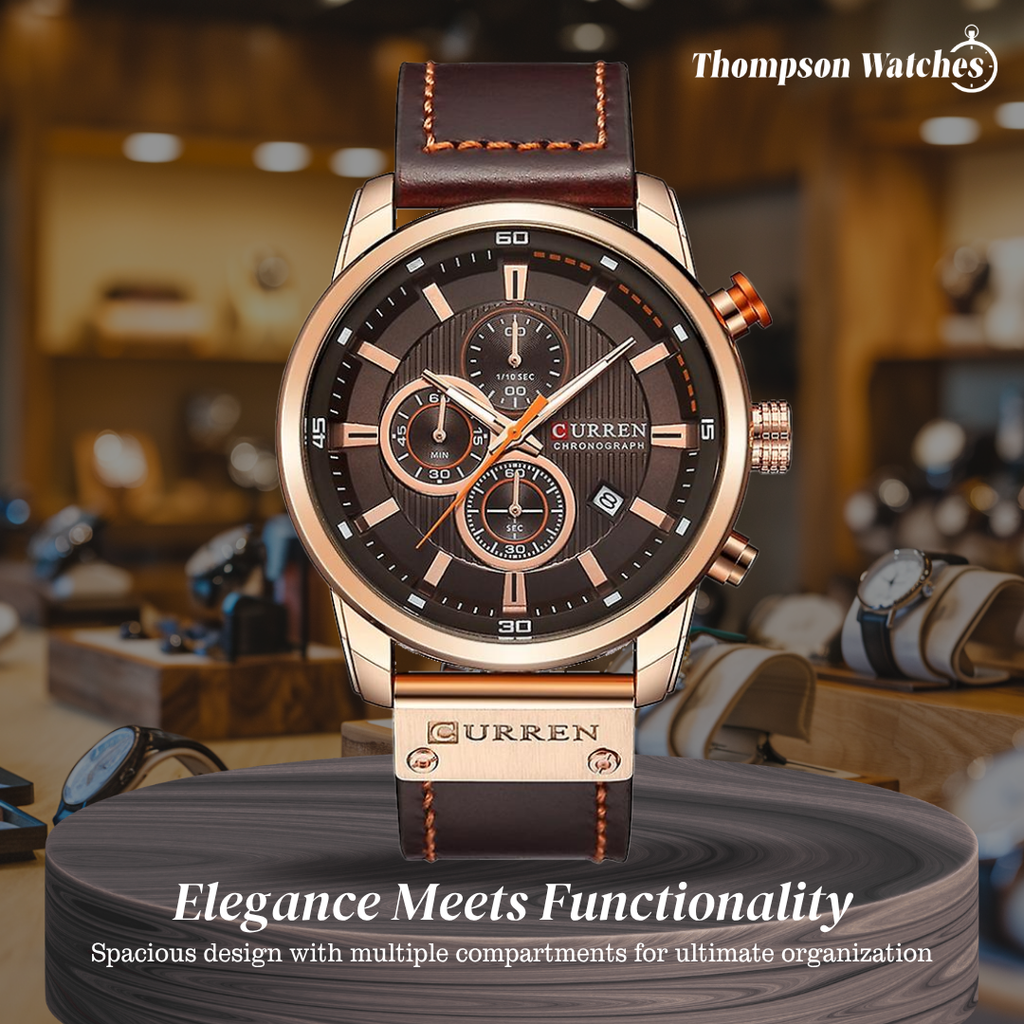 Jacob | Stylish Men’s Chronograph Watch with Brown Leather Strap | 46mm