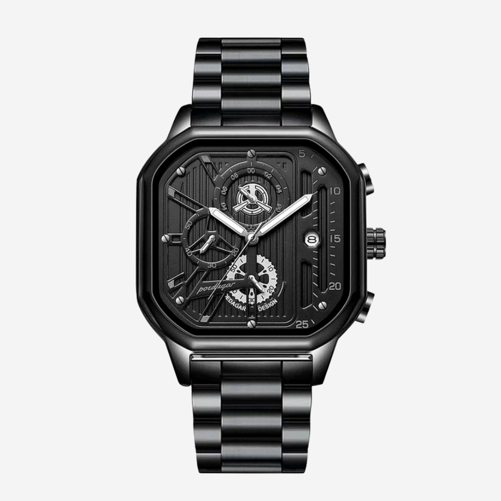 Orion | Industrial-Inspired Bold All-Black Geometric Case Watch | 41mm