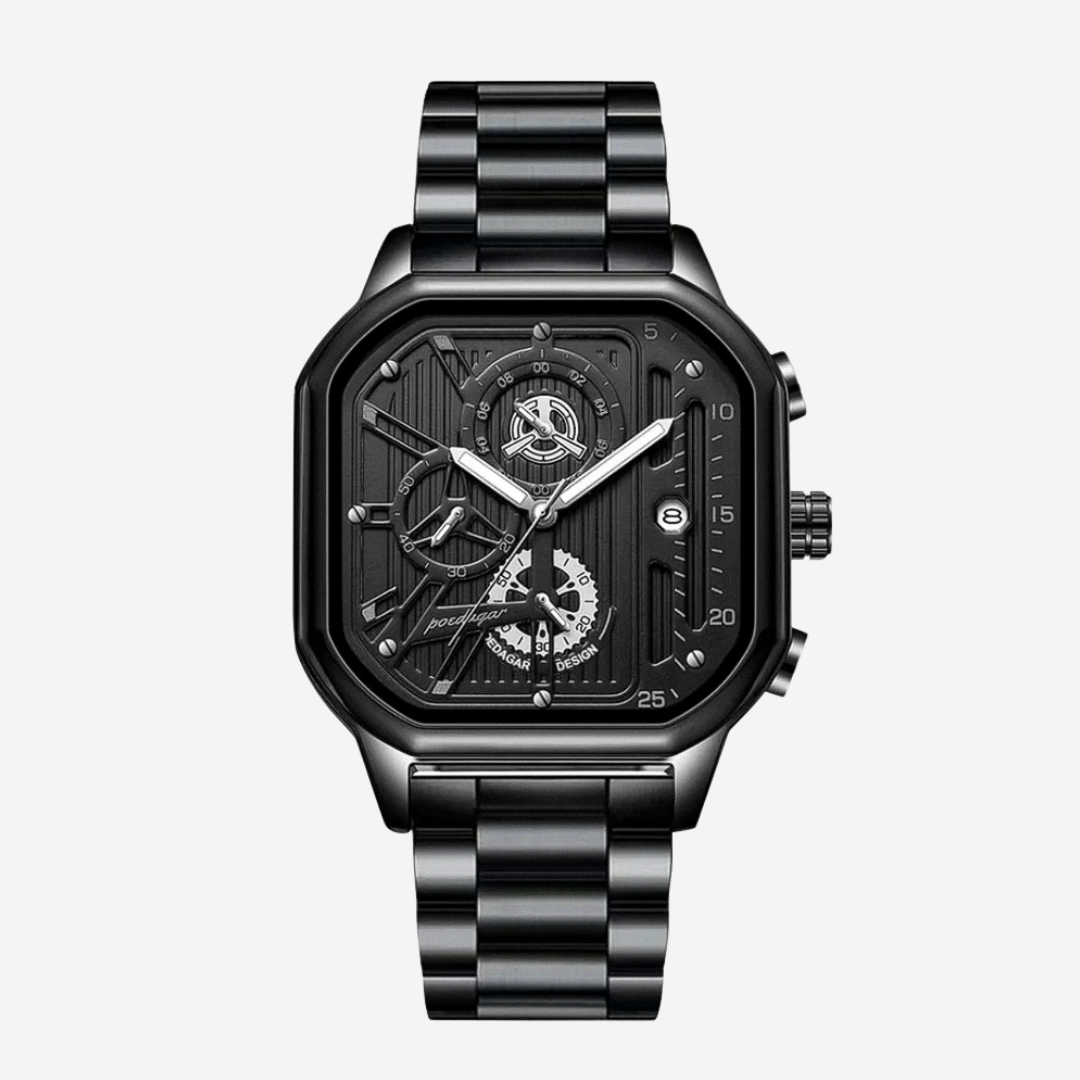 Orion | Industrial-Inspired Bold All-Black Geometric Case Watch | 41mm