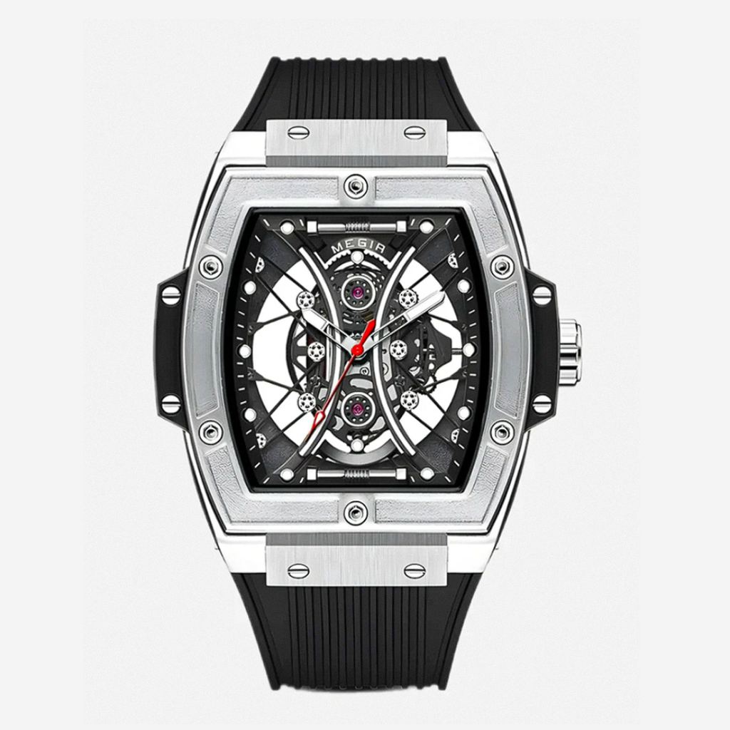 Ryker | Striking Tonneau Case Futuristic Skeleton Build Watch | 42mm