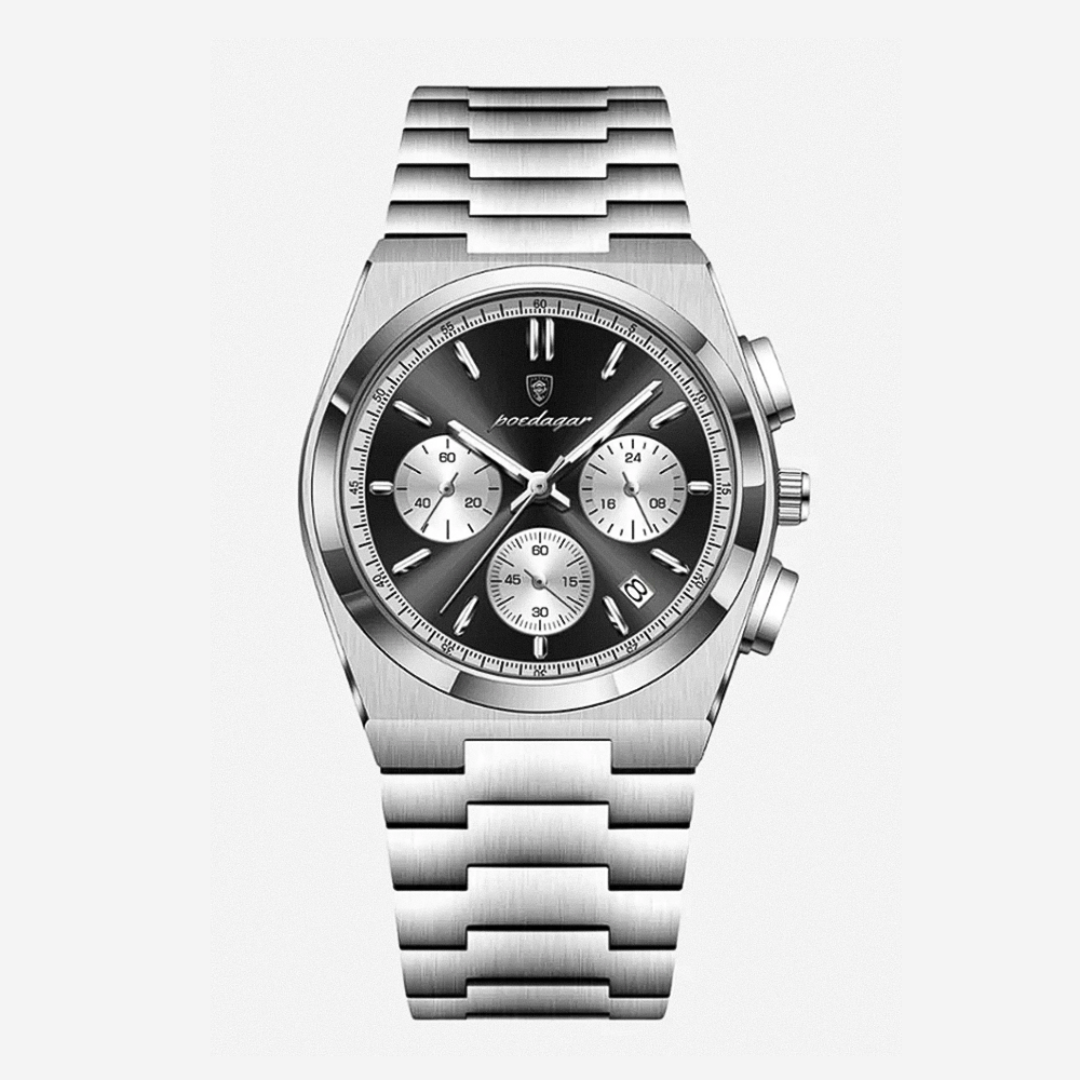 Logan | Sleek Steel Finish Modern Chronograph Build Watch | 40mm