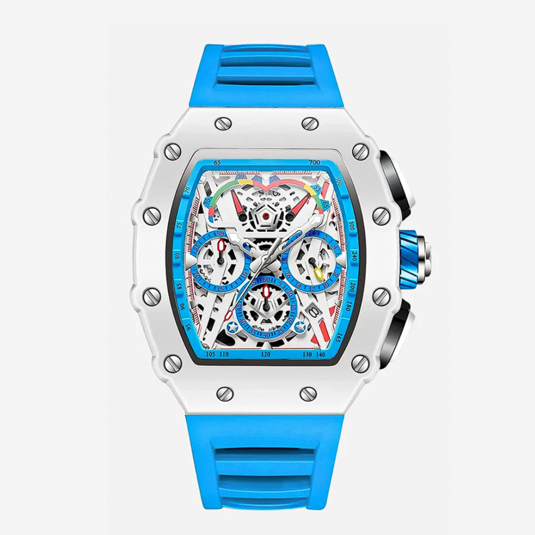 Cairo | Color-Popped Skeleton Dial Futuristic Watch | 41mm