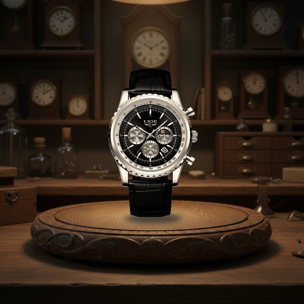 Leo | Elegant Chronograph Moon Phase Watch| 46mm