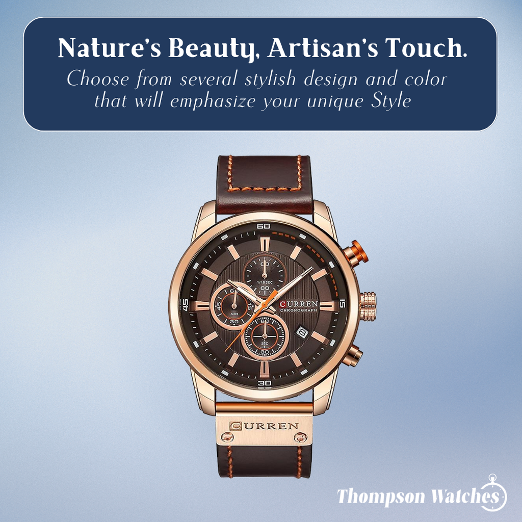 Jacob | Stylish Men’s Chronograph Watch with Brown Leather Strap | 46mm