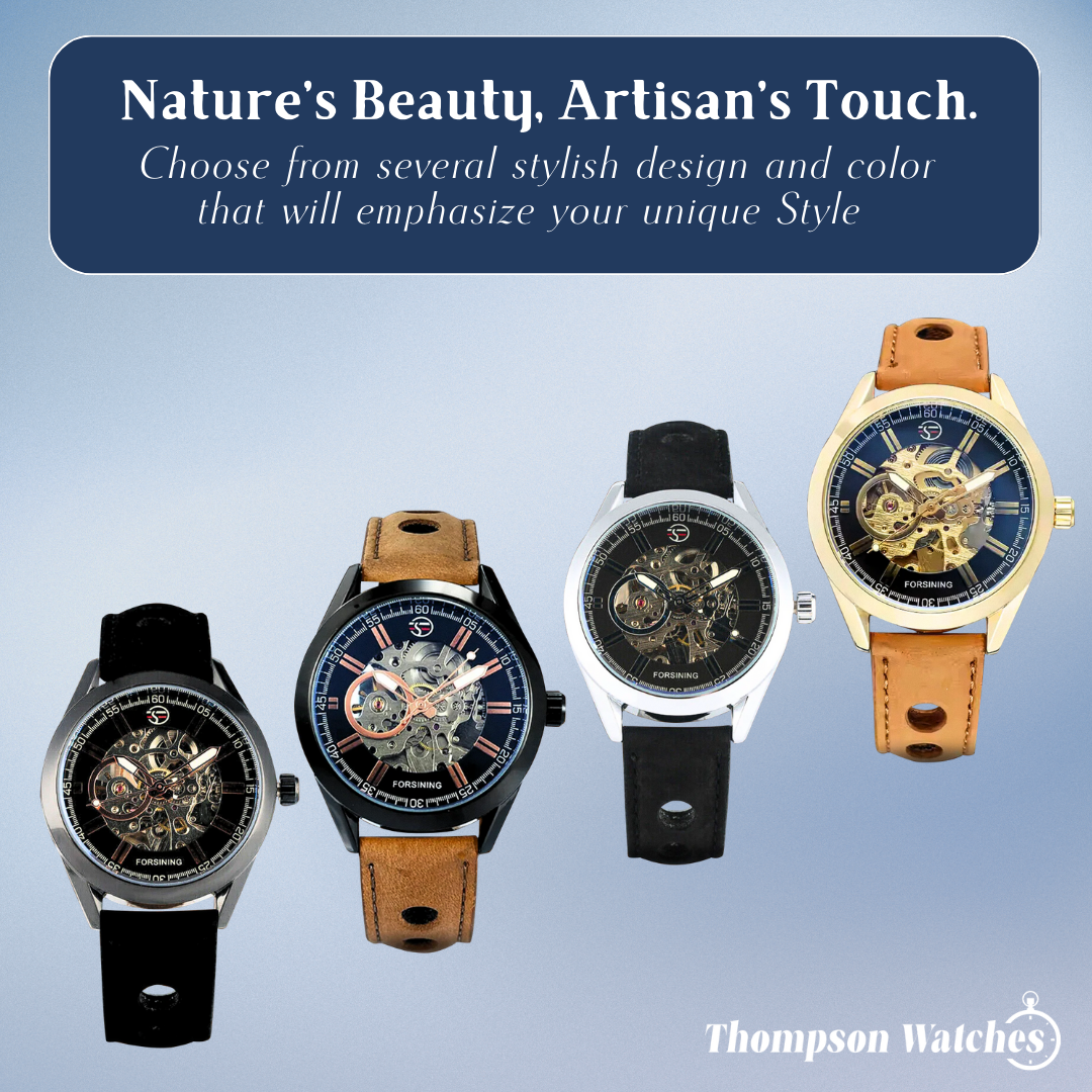 Felipe | Bold Men’s Skeleton Leather Watch | 42mm