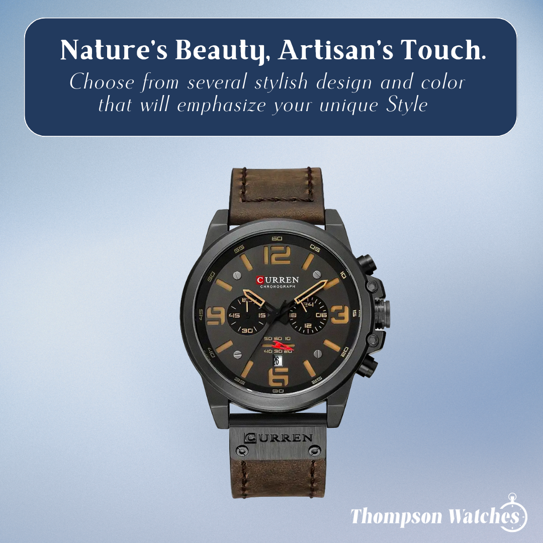 Isaac | Men's Retro Leather Wrist Watch | 45mm