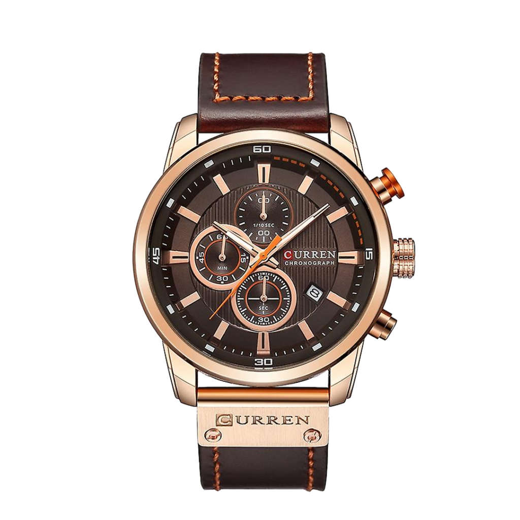 Jacob | Stylish Men’s Chronograph Watch with Brown Leather Strap | 46mm