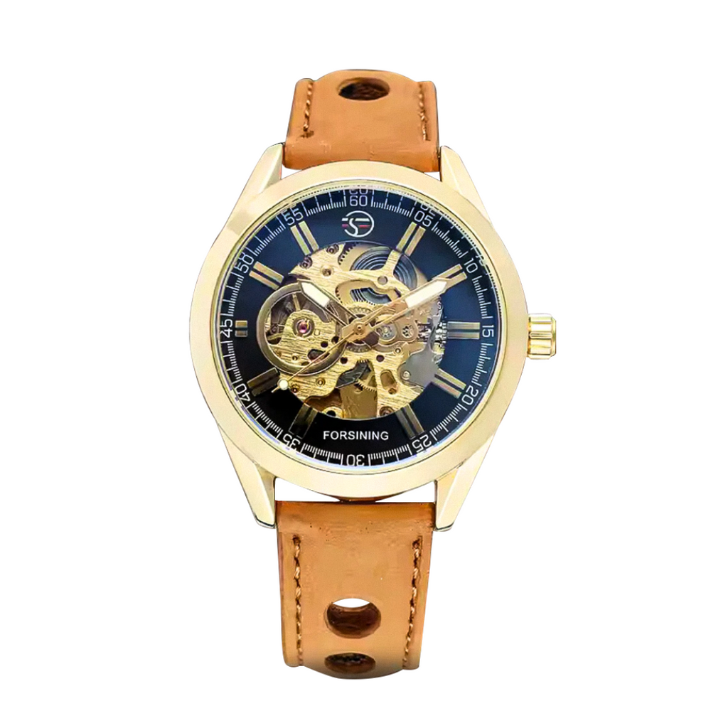 Felipe | Bold Men’s Skeleton Leather Watch | 42mm