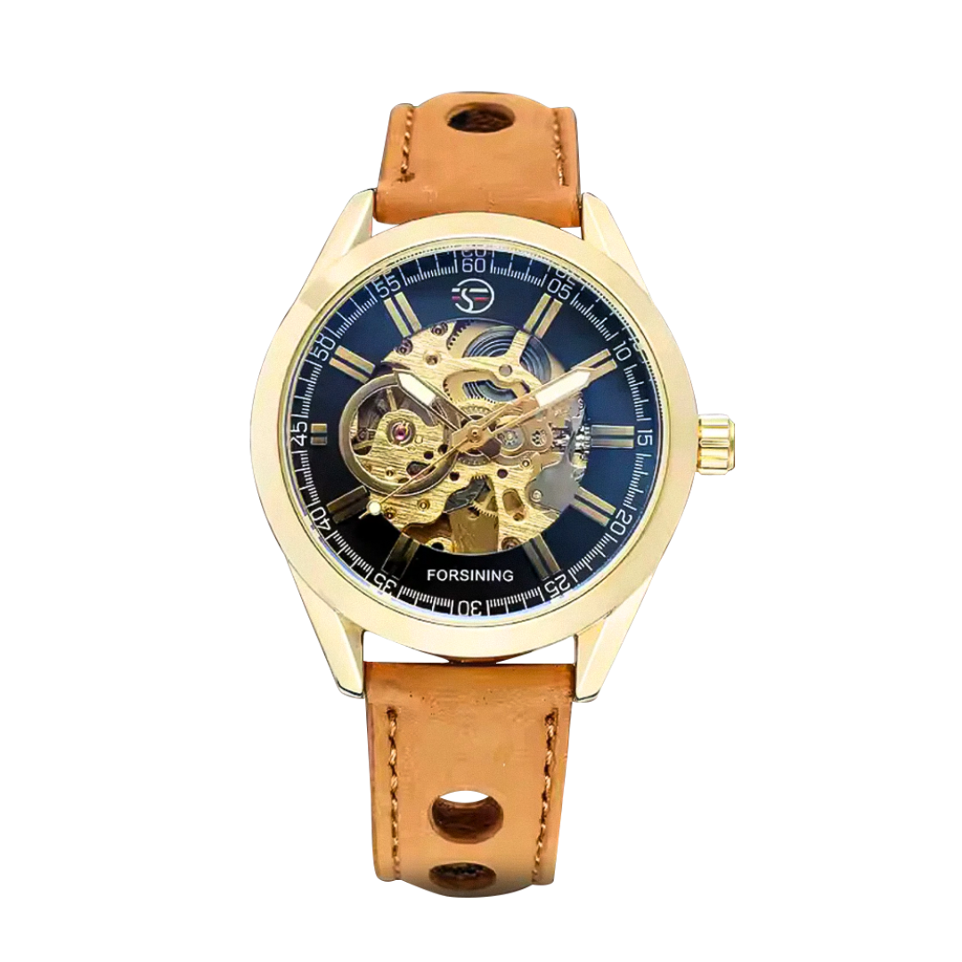 Felipe | Bold Men’s Skeleton Leather Watch | 42mm