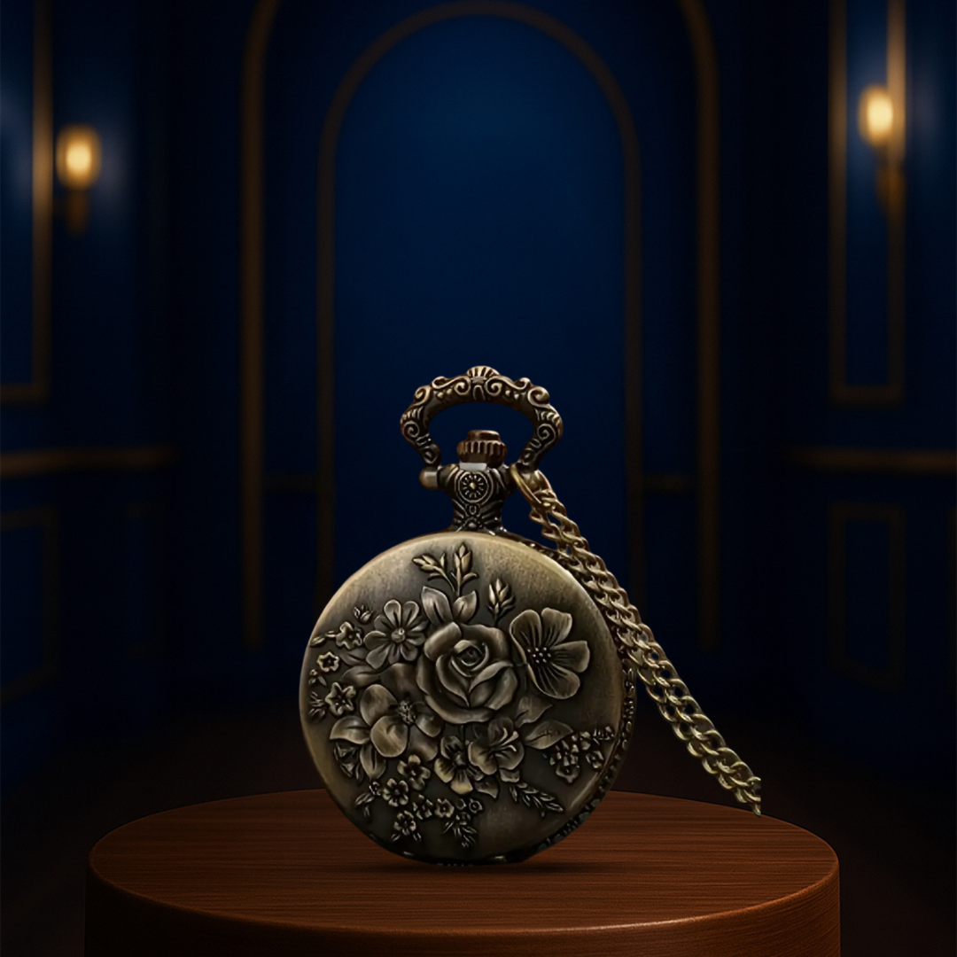 Cornet | Bronze Floral Embossed Pocket Watch | 45mm