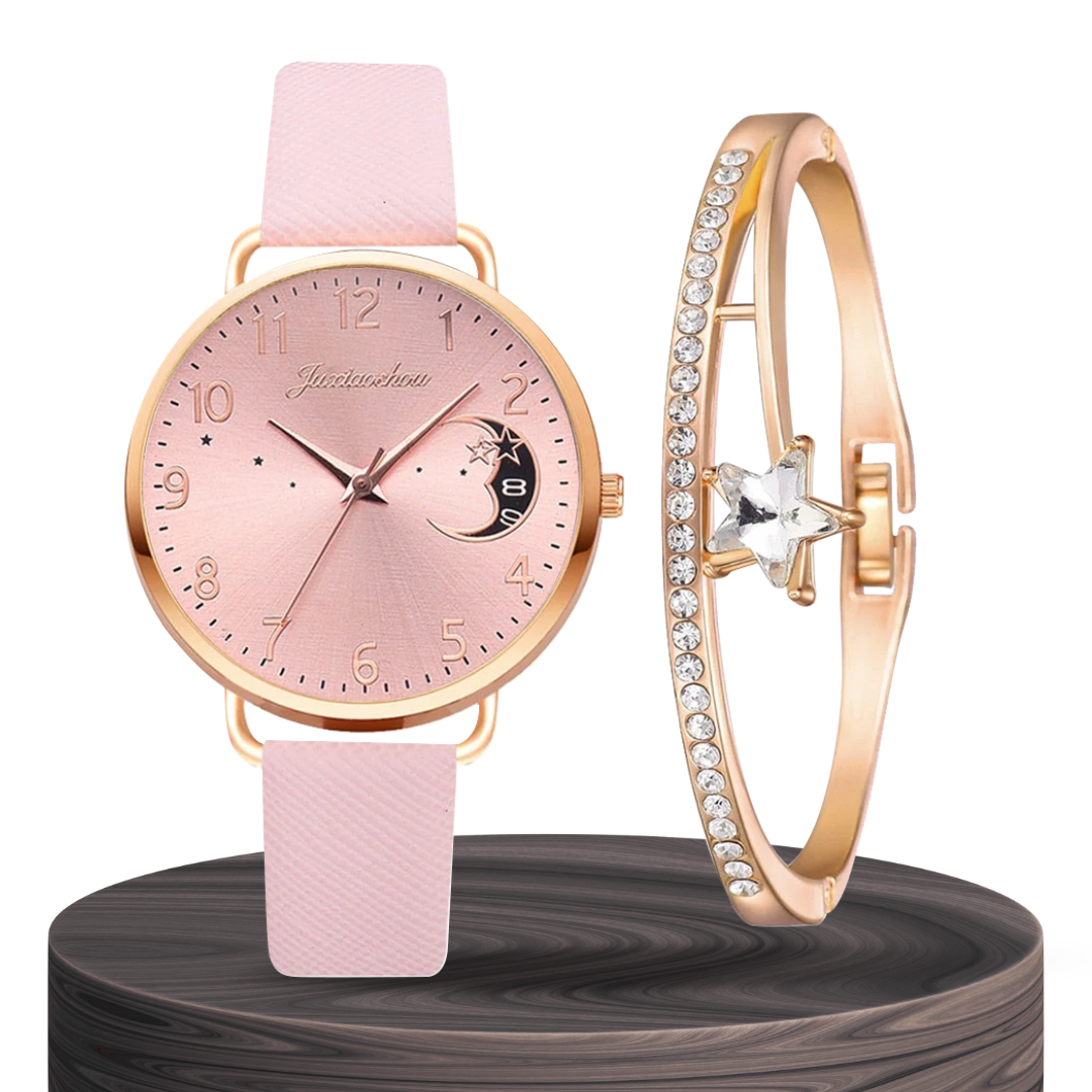 Sierra | Moon Number Dial Watch and Bracelets Set | 36mm