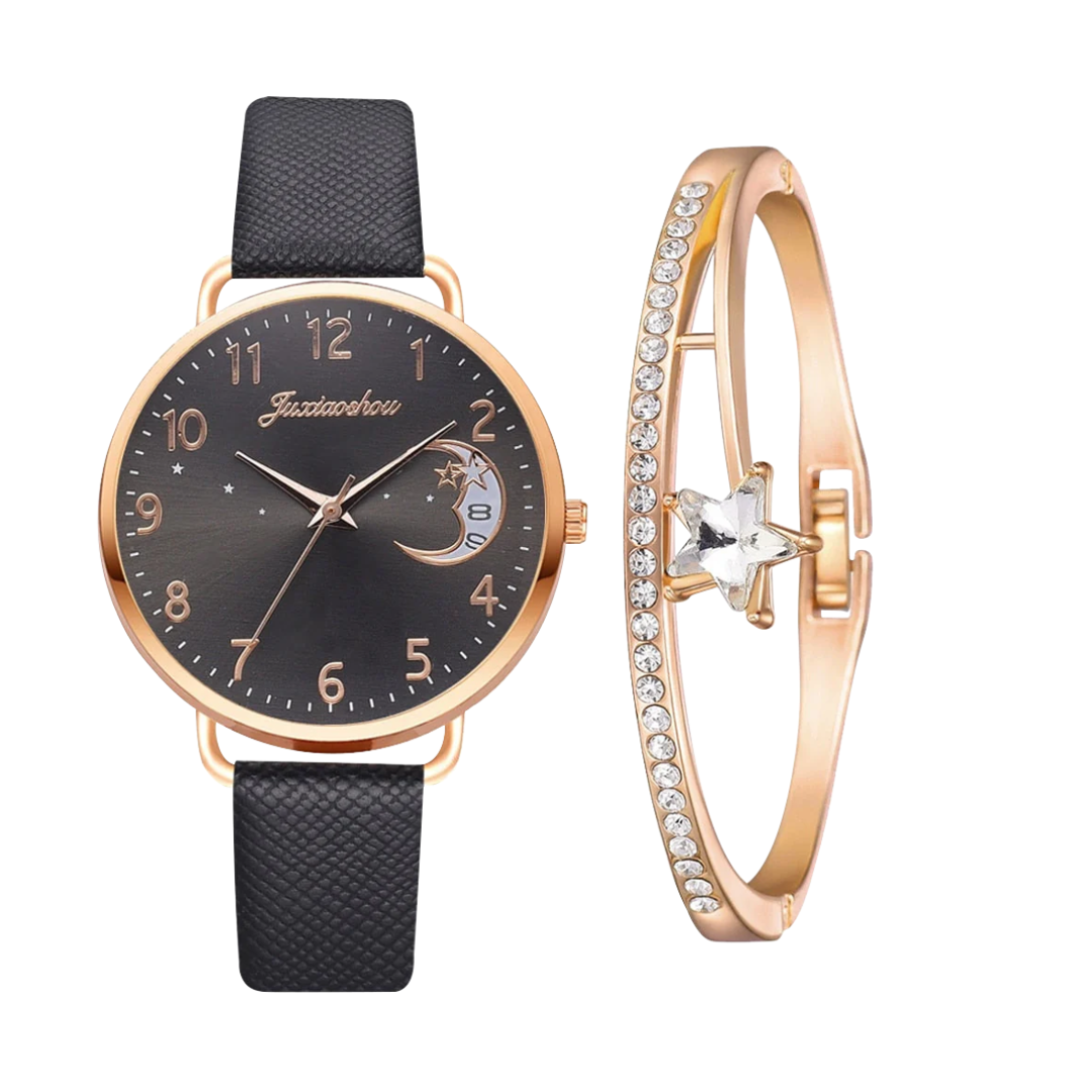 Sierra | Moon Number Dial Watch and Bracelets Set | 36mm