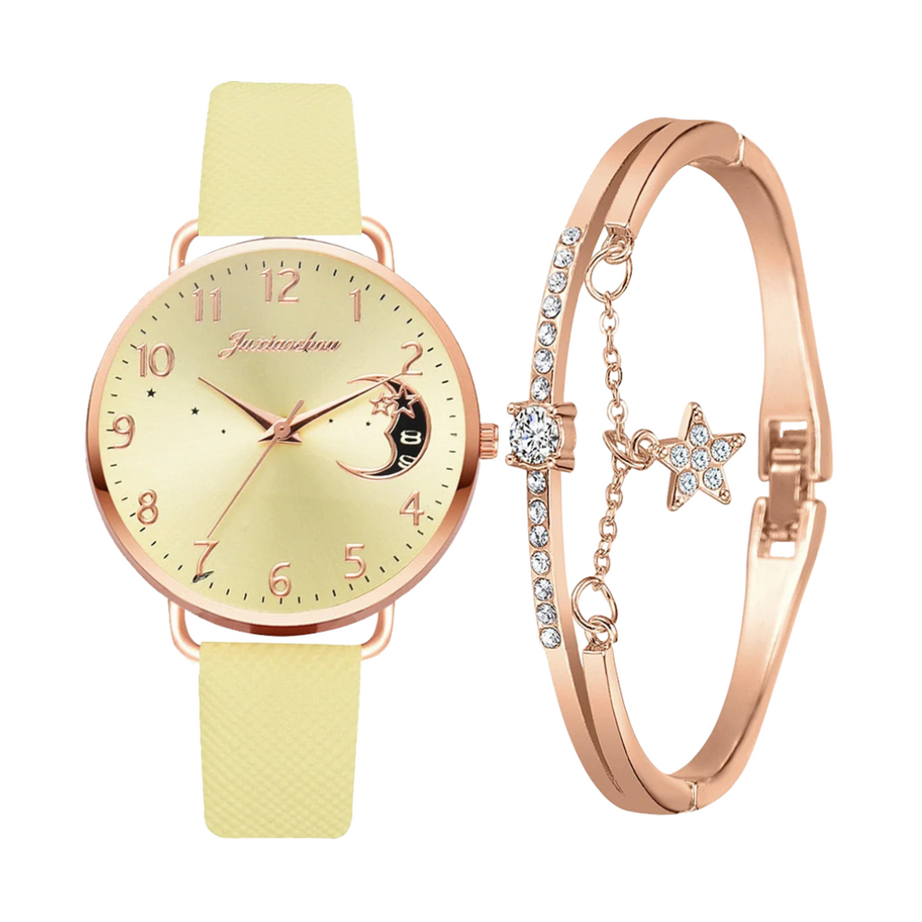 Sierra | Moon Number Dial Watch and Bracelets Set | 36mm