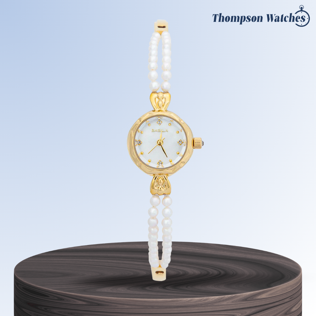 Elisara | Gold Pearl Bracelet Women’s Watch| 32 mm
