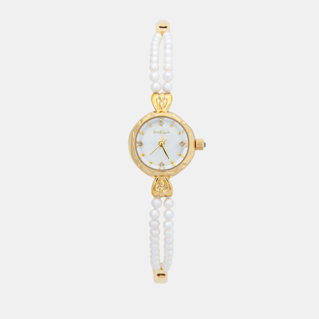 Elisara | Gold Pearl Bracelet Women’s Watch| 32 mm