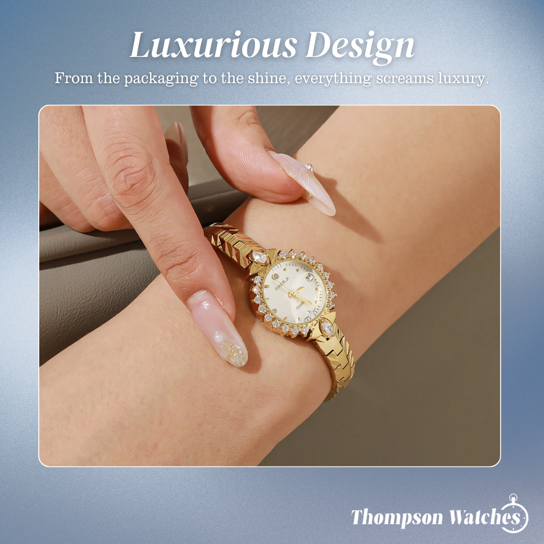 Valenza | Gold Crystal Bezel Women’s Bracelet Watch| 32mm