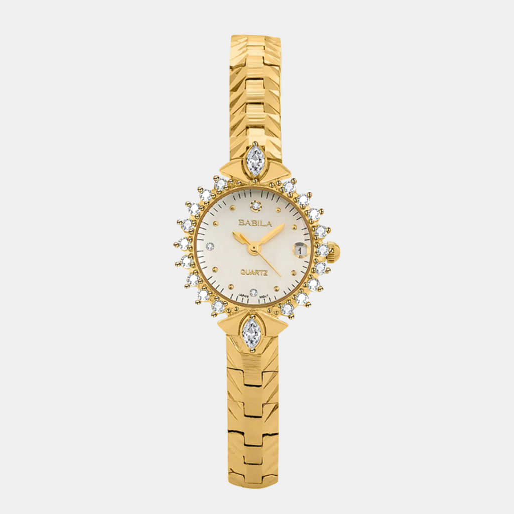 Valenza | Gold Crystal Bezel Women’s Bracelet Watch| 32mm