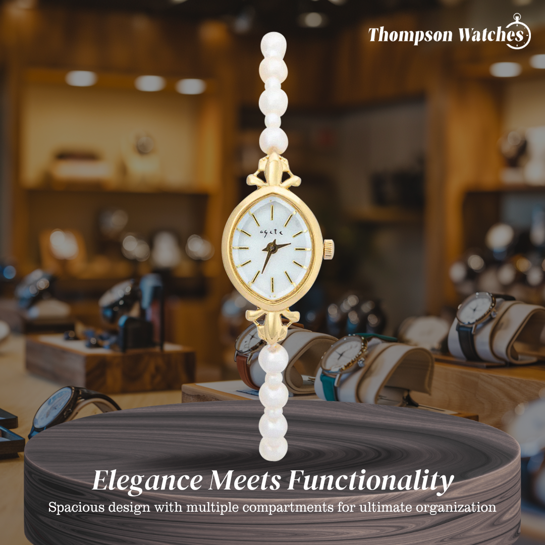 Lunavine | Gold Pearl Accent Women’s Bracelet Watch| 32 mm