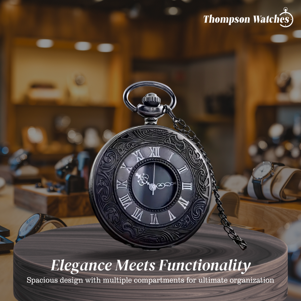 Russo | Roman Numeral Ornate Pocket Watch | 45mm