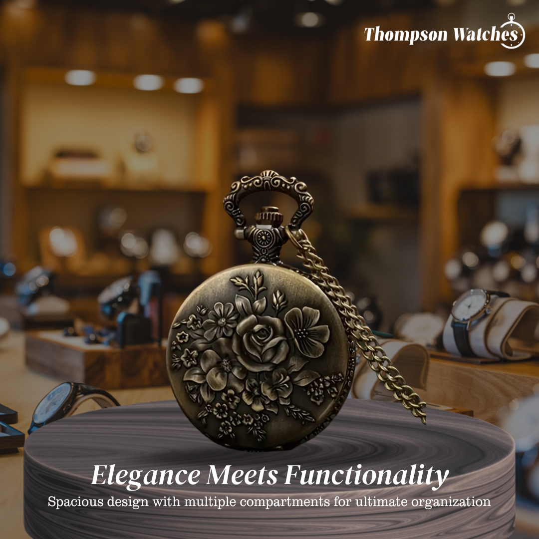 Cornet | Bronze Floral Embossed Pocket Watch | 45mm