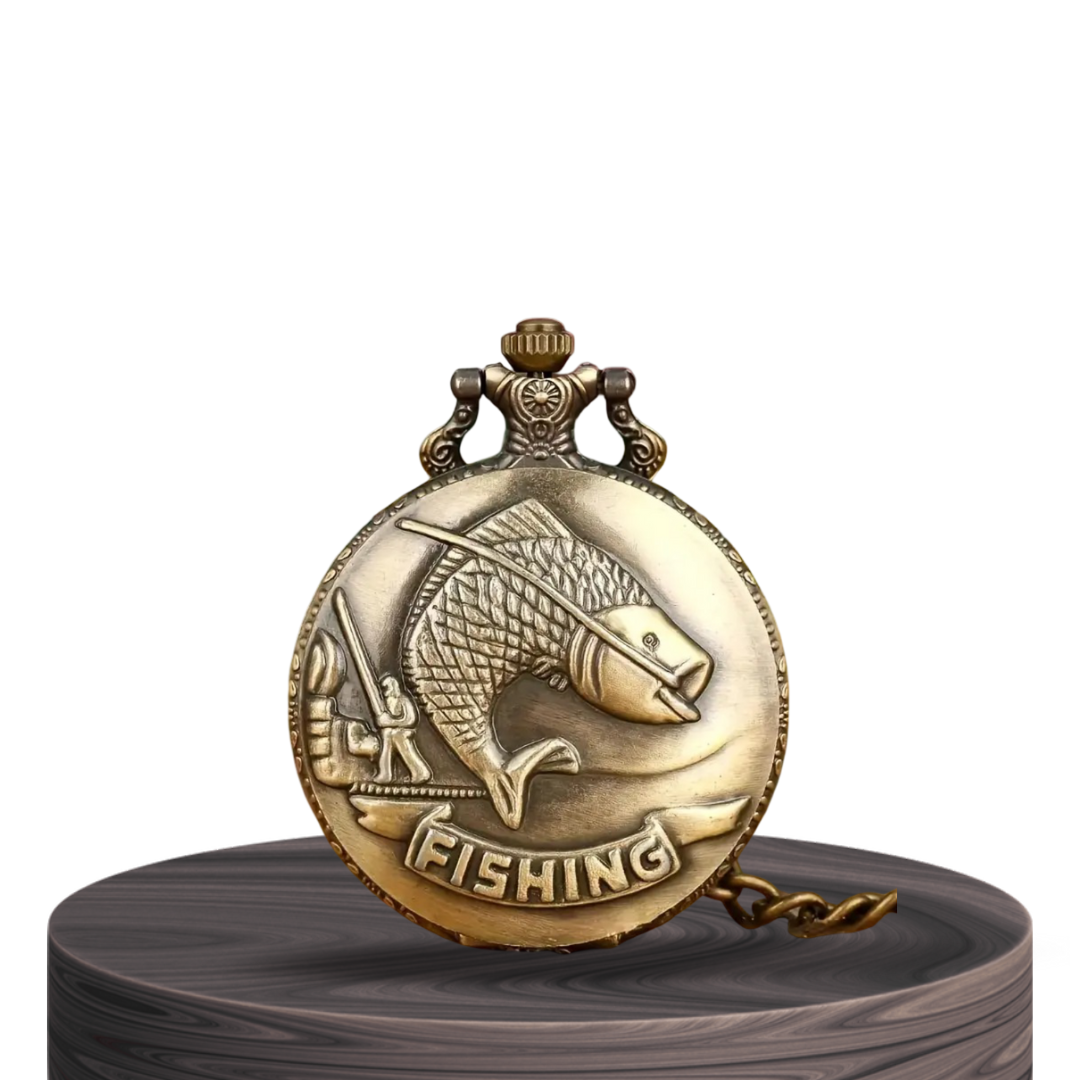 Brooke | Vintage Fishing Scene Pocket Watch | 45mm