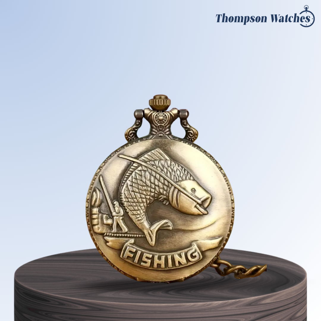 Brooke | Vintage Fishing Scene Pocket Watch | 45mm