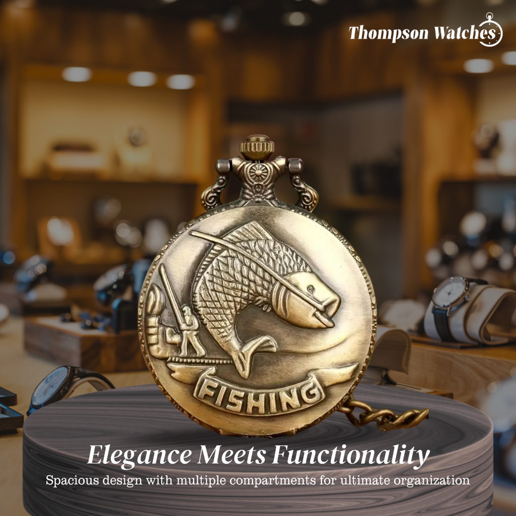 Brooke | Vintage Fishing Scene Pocket Watch | 45mm