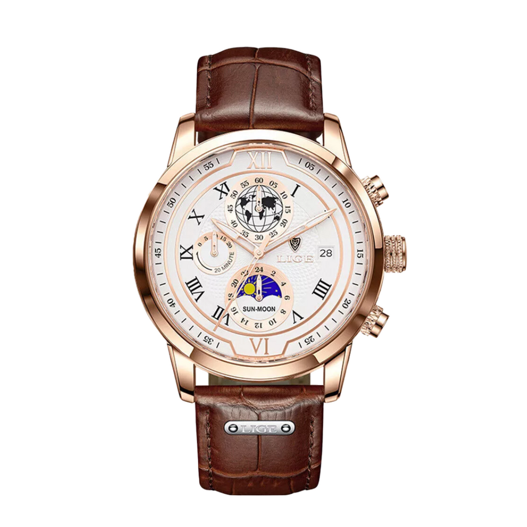 Liam | Celestial World-Time Leather Watch | 43mm