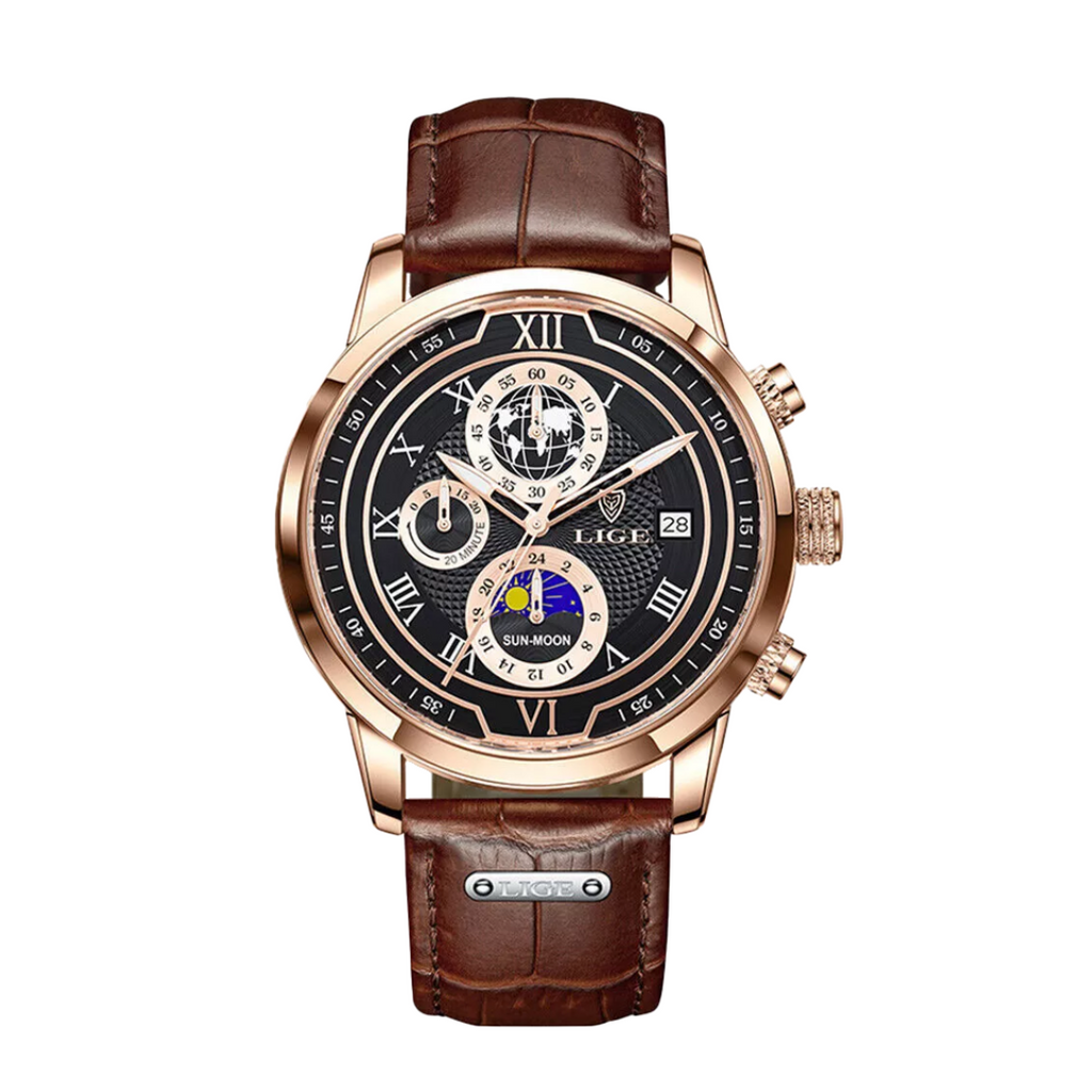 Liam | Celestial World-Time Leather Watch | 43mm