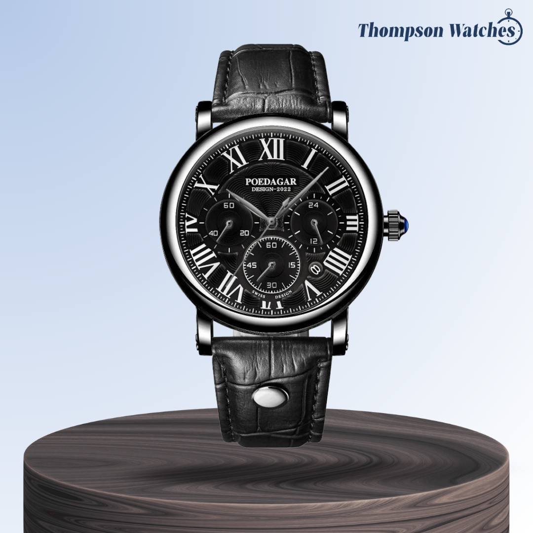 Lucas | Timed Precision Leather Chronograph Watch | 40mm