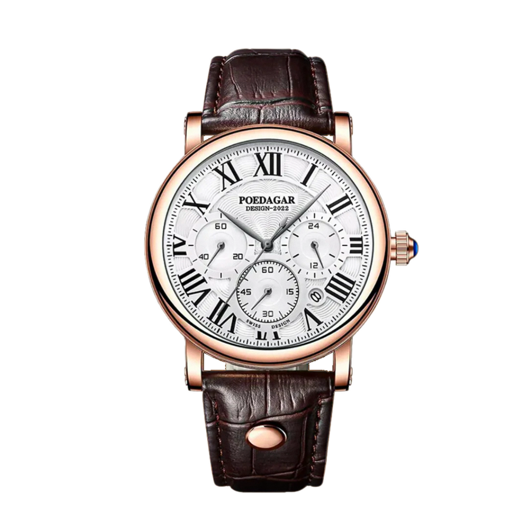 Lucas | Timed Precision Leather Chronograph Watch | 40mm