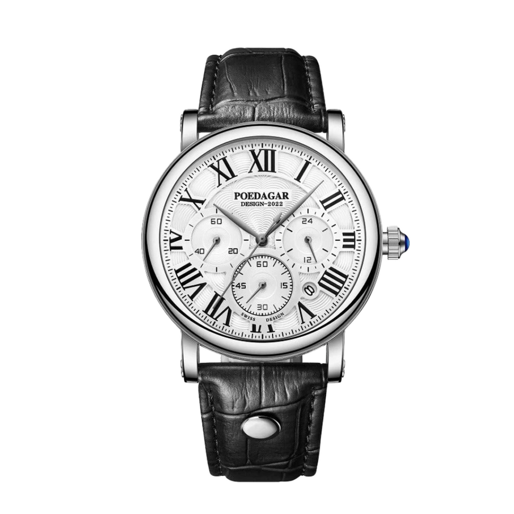 Lucas | Timed Precision Leather Chronograph Watch | 40mm