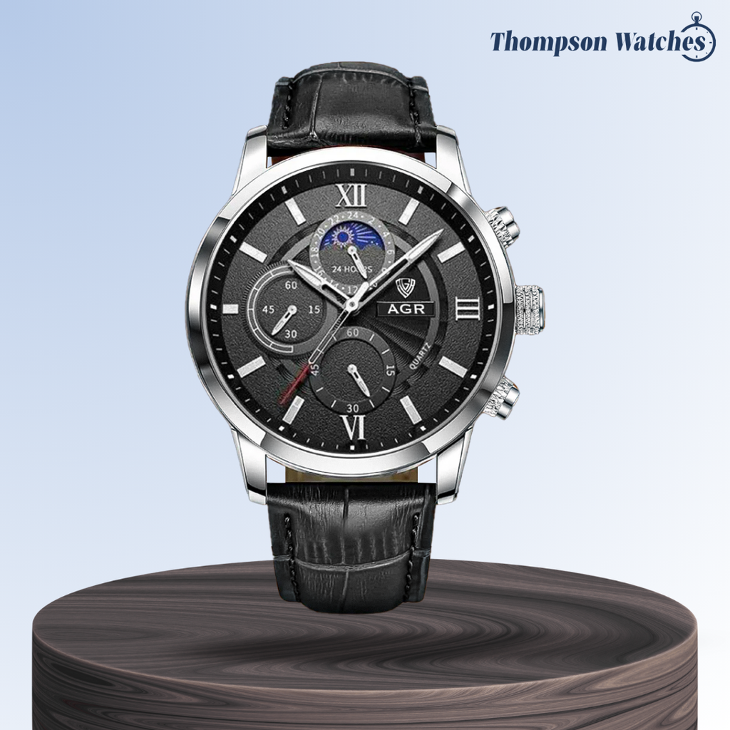 Ruben | Modern Moon Phase Leather Watch | 43mm