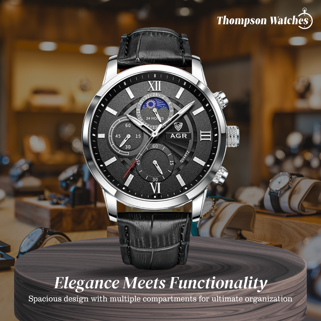 Ruben | Modern Moon Phase Leather Watch | 43mm