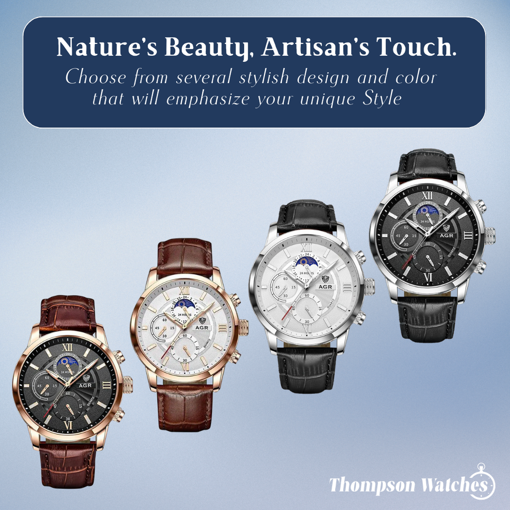 Ruben | Modern Moon Phase Leather Watch | 43mm